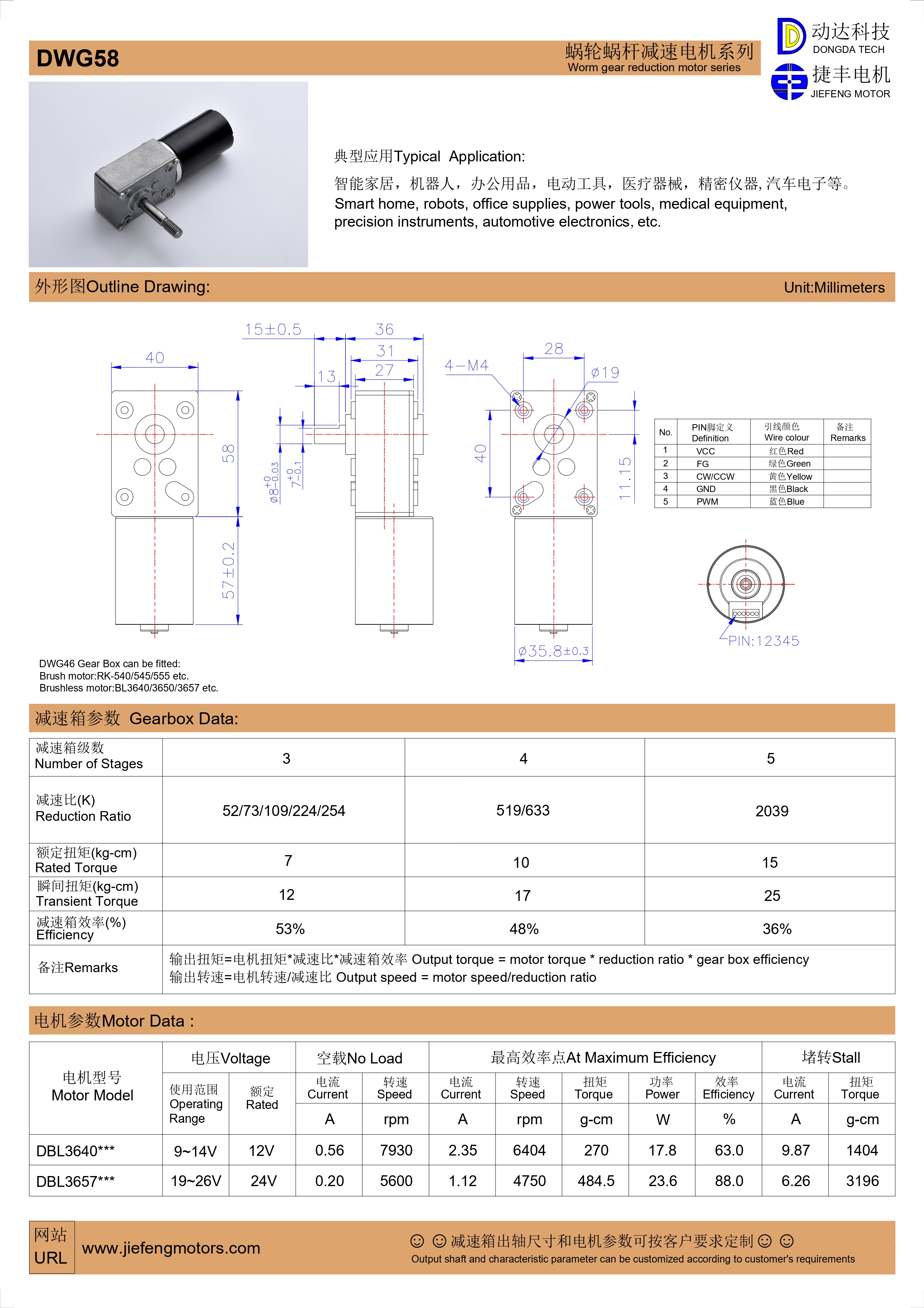 Worm gear reduction motor